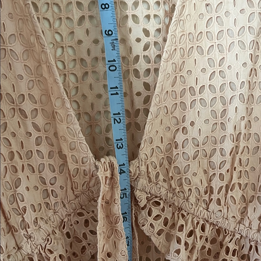 Eyelet Blush Lace Tie-Front Top Cover Up Cardigan - Picture 9 of 9